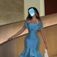 Robe de soirée longue bleue à volants et épaules dénudées, style sirène, robe de bal, robe de soirée nv2035