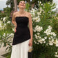 Schwarz-weißes schlichtes, elegantes Tube-Top, langes Ballkleid, Abendkleid, Partykleid, Homecoming-Kleid, NV2181