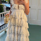 White exquisite elegant lace long ruffled tulle ball gown evening dress party dress nv3362