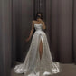 White solid color shiny sequins long ball gown evening gown wedding dress fall bridal shower outfit for guest nv2652