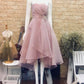 Robe de soirée courte en tulle rose avec haut tube et robe de fête d'anniversaire nv3099