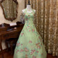 Mintgrünes Tüllkleid: Neckholder, 3D-Blumenstickerei, Prinzessinnenstil NV6396