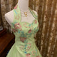 Mintgrünes Tüllkleid: Neckholder, 3D-Blumenstickerei, Prinzessinnenstil NV6396