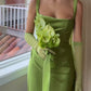 NiceVestidos - Robe de bal verte simple et élégante, nouée dans le dos, robe d'invitée de mariage tendance NV5847