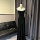 Schlichtes braunes A-Linien-Ballkleid mit Spaghettiträgern, Partykleid nv1713