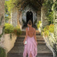 Robe de soirée longue en mousseline de soie rose Ocean Goddess nv4762