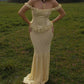 Robe de soirée longue en dentelle jaune élégante et vintage nv4163