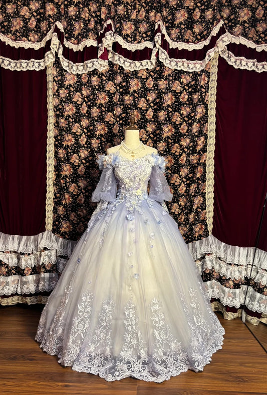 Lila, wunderschön, süß, niedlich, exquisite Blumenperlen, langer Tüll, bodenlang, Prinzessinnen-Ballkleid, Abendkleid zum 16. Geburtstag, Zeremonienkleid für Erwachsene, nv4020