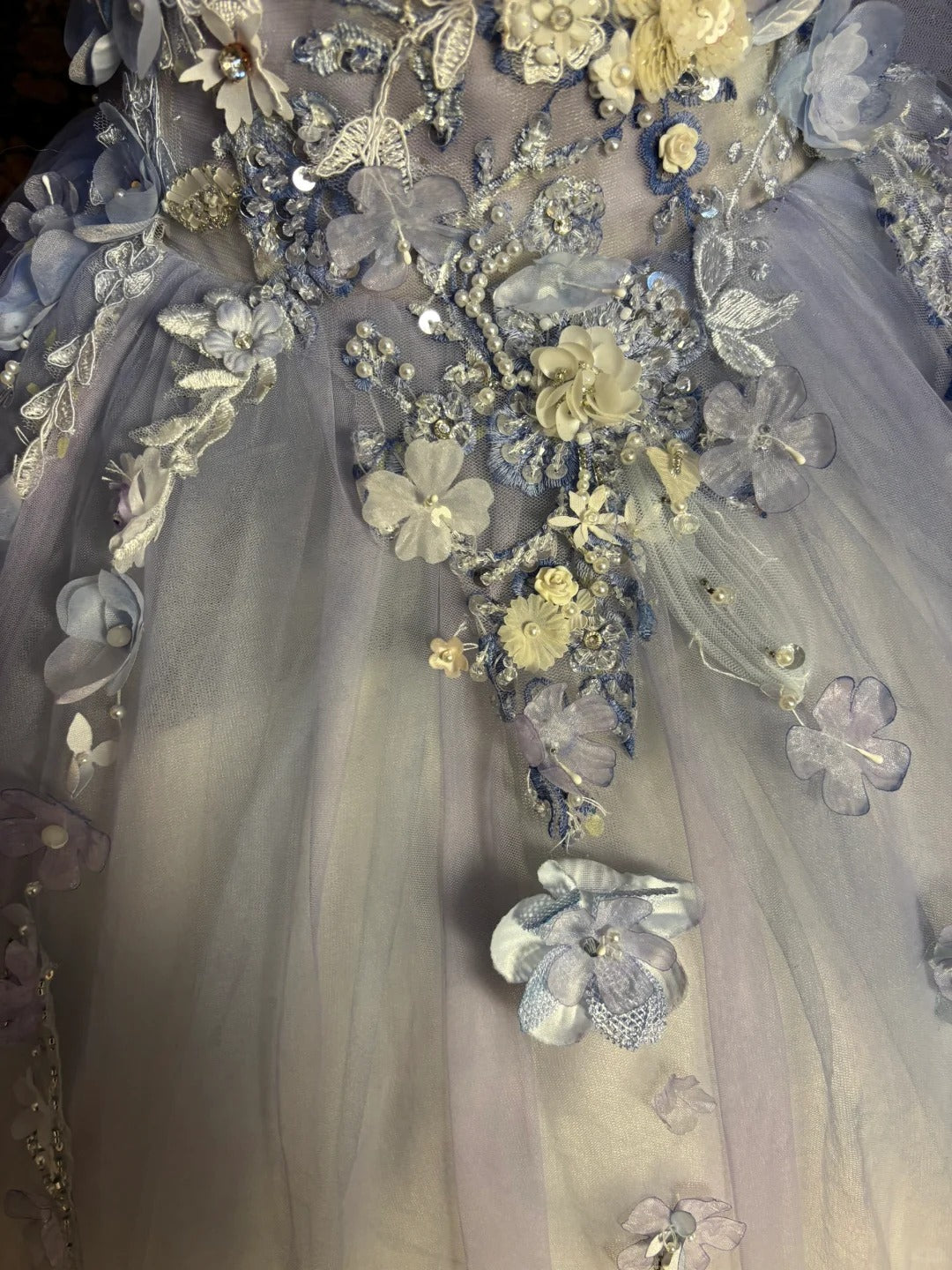 Lila, wunderschön, süß, niedlich, exquisite Blumenperlen, langer Tüll, bodenlang, Prinzessinnen-Ballkleid, Abendkleid zum 16. Geburtstag, Zeremonienkleid für Erwachsene, nv4020
