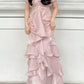 NiceVestidos - Robe de bal longue en mousseline de soie et dentelle rose NV5831