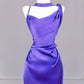 Robe de bal longue en satin violet, élégante et dos nu, nv4964