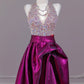 Robe de bal longue violette scintillante et perlée, longueur au sol, nv4967