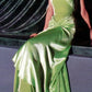 Robe de soirée moulante en satin et velours vert à épaules dénudées, longue, vintage, nv1931