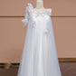 Weißes, geblümtes, langes Chiffon-Ballkleid, Abendkleid nv5076