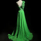 Green floral long chiffon ball gown evening dress party dress nv4396