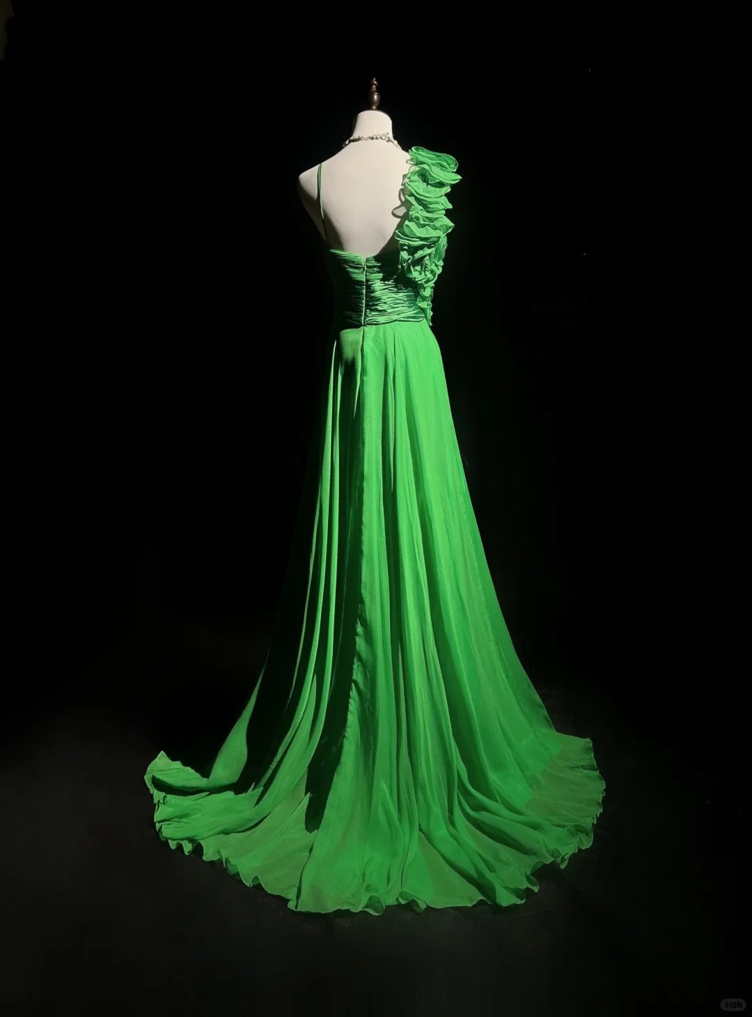 Green floral long chiffon ball gown evening dress party dress nv4396