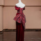 Robe de soirée longue en velours bordeaux à fleurs, élégante et tendance, nv4733