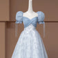Robe de soirée longue bleue à fleurs pour filles, élégante et tendance, nv4745