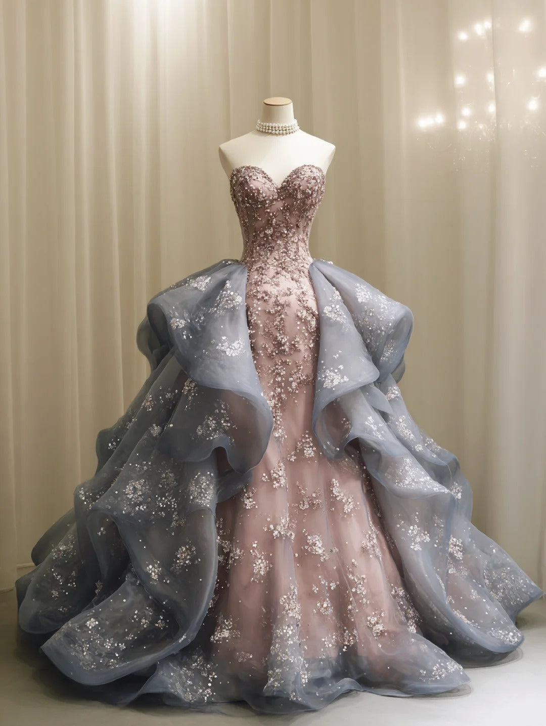 Powdered Snow Glow | Champagne Rose Gown for a Winter Ball NV6519