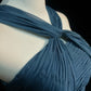 Blaues langes Chiffon-Ballkleid, Abendkleid, Brautjungfernkleid, NV4395