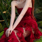 Red Gorgeous Shining Retro Elegant Long Satin Evening Dress NV6740