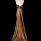 Robe de soirée sirène en satin vert doré, magnifique, élégante, à la mode, motif foncé, longues bretelles spaghetti, robe de bal, robe de fête d'anniversaire, robe de bal nv3968