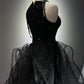 Schwarzes, glänzendes langes Ballkleid NV6624