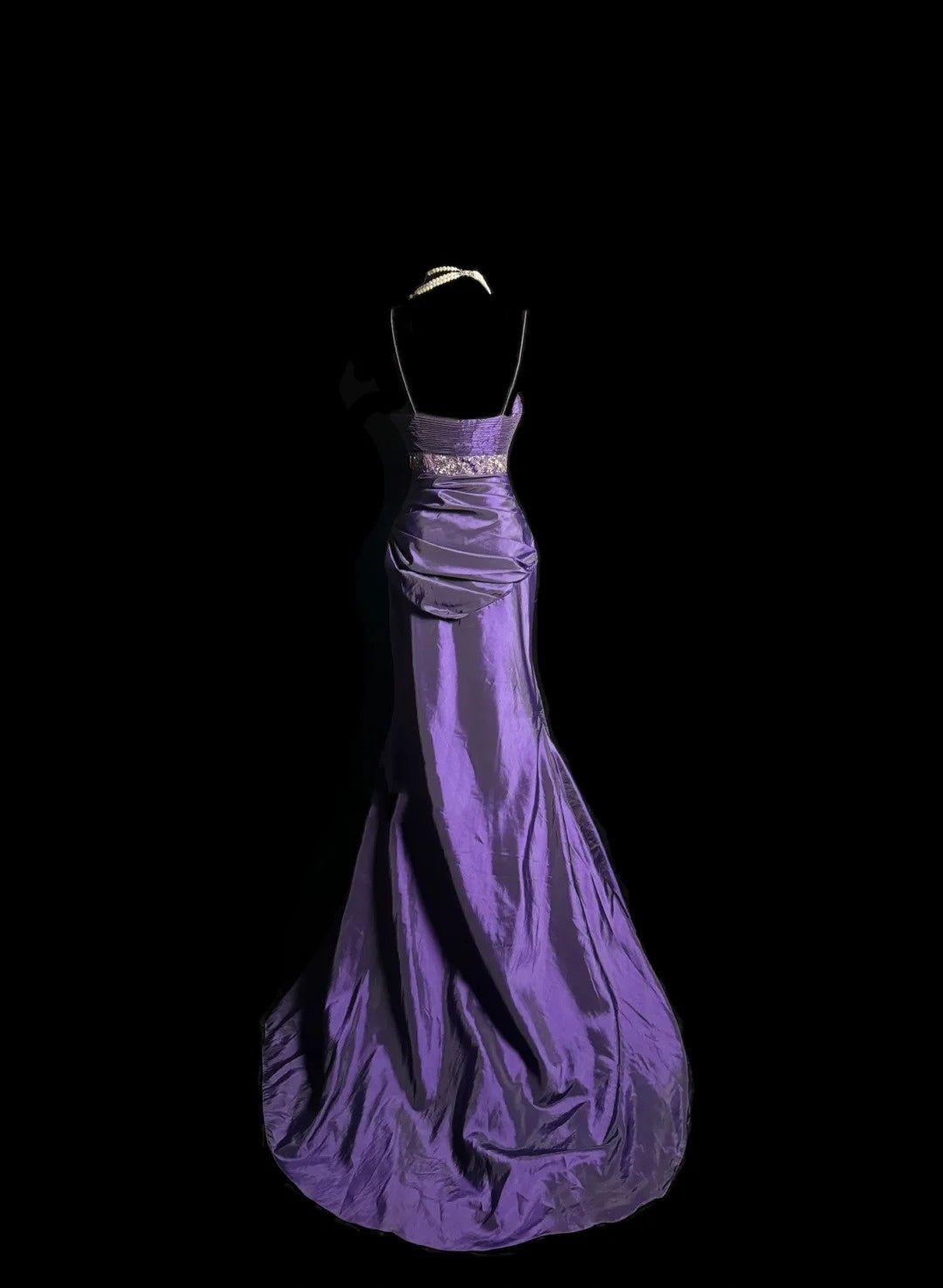Robe de soirée élégante en satin violet vintage avec perles et pierres précieuses, à bretelles spaghetti, longue et longue, robe de bal, robe d'anniversaire, nv4140