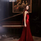 Rotes Ballkleid, glänzend, elegant, Satin, langes Abendkleid, Abschlusskleid, NV4226