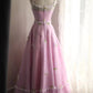 Pink Sweet Floral Long Tulle Prom Dress Evening Dress Party Dress nv4690