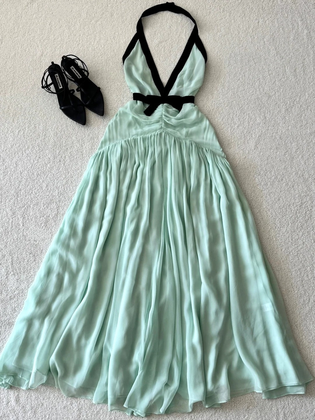 NiceVestidos - Robe bustier en mousseline vert menthe pour les vacances et les voyages nv5542