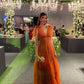 Orange Elegant A-Line V-Neck Layered Tulle Ball Gown Evening Dress nv3101