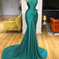 Grün Sexy Elegante Meerjungfrau Bodycon Lange Satin Bodenlangen Abendkleid Ballkleid Partykleid nv5111