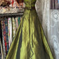 Robe de soirée sirène en satin vert olive, élégante et brillante, style vintage, en dentelle perlée, épaules dénudées, longue, en tulle, à paillettes, nv3820