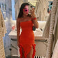Bezauberndes Kleid mit Rüschen und hohem Schlitz im Tube-Top, Partykleid, Ballkleid, Abendkleid, NV1830