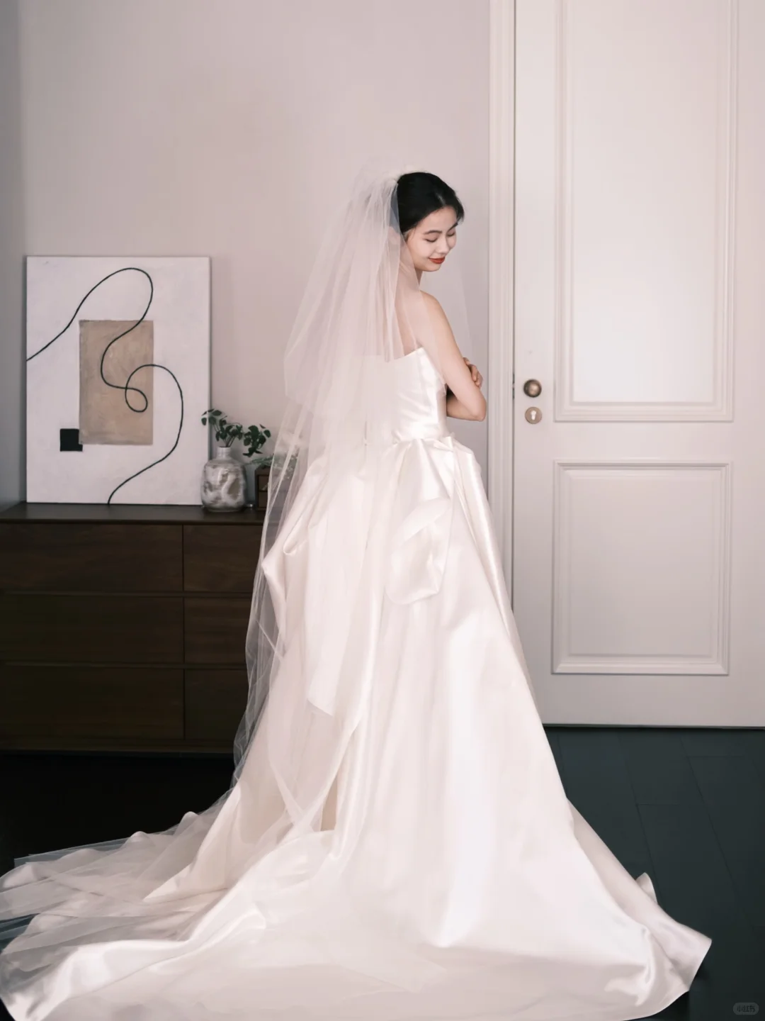 Strapless Satin A-Line Wedding Dress with Draped Skirt  NV7320