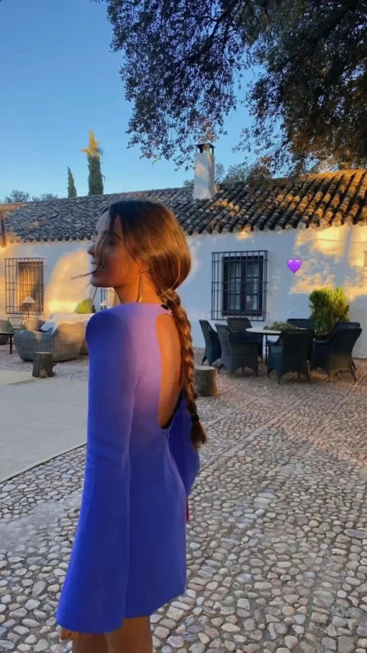 Robe de soirée courte coupe slim violette à la mode nv2085