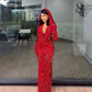 Gorgeous Shiny Glamorous Red/Gold Sequin Bodycon Prom Gown Evening Gown Party Dress nv3238