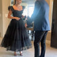 Schwarzes A-Linien-Ballkleid aus Tüll, NV2161