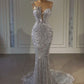 Silber Pailletten Bodenlange Meerjungfrau Lange Ärmelloses Ballkleid Partykleid Abendkleid nv2067