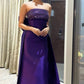 Purple Shiny Sequin Satin Long Elegant Ball Gown Evening Dress nv3146