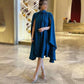 Blaues, modisches, elegantes, rückenfreies Kleid mit langen Ärmeln und Kettendetail, kurzes Minikleid, Abendkleid, Ballkleid, Partykleid, Homecoming-Kleid, NV2547