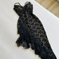 Robe de soirée longue à volants en dentelle noire, élégante et tendance, nv3421