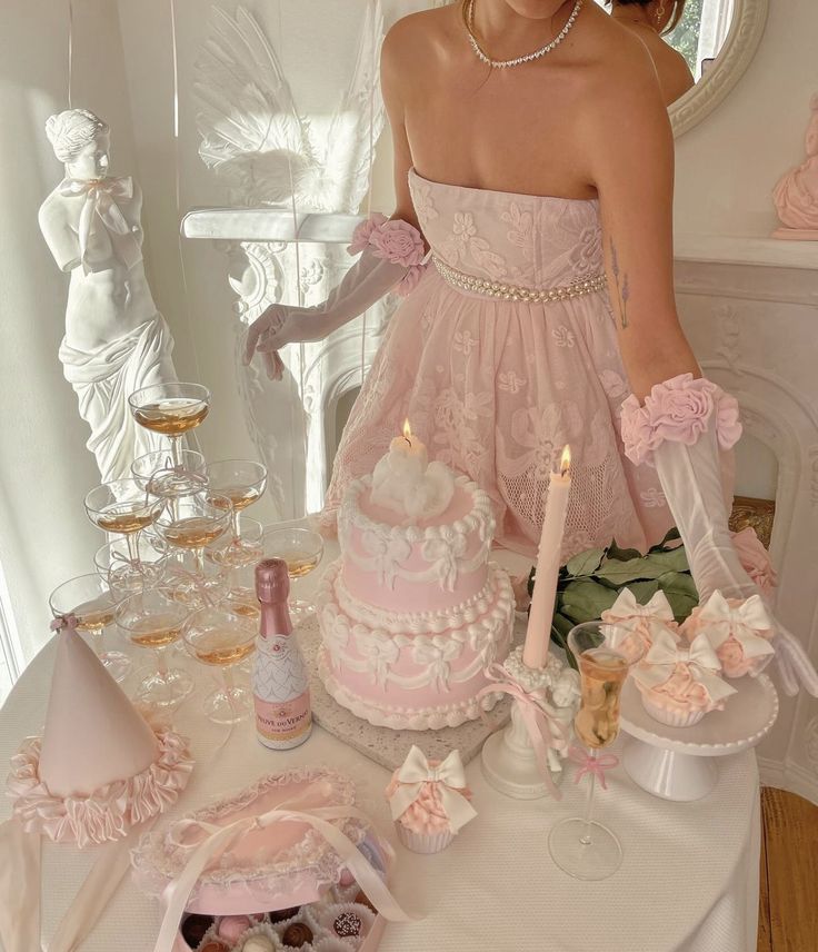 Robe de soirée courte en dentelle rose sans bretelles, robe de fête d'anniversaire nv2861