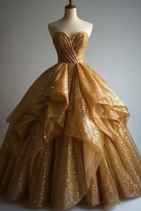 Robe dorée, magnifique robe, robe longue élégante, paillettes scintillantes, longue robe de bal en tulle, robe longue au sol nv5058