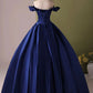 Blue strapless elegant simple A-line long satin ball gown evening dress nv3248