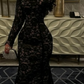 Neues langärmeliges Meerjungfrauenkleid aus Spitze – sexy und elegant NV6328