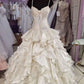 Elfenbeinweiß Süßes Elegantes Spaghettiträger A-Linie Langes Satin Spitzen Ballkleid Abendkleid Hochzeitskleid Brautkleid Hochzeitskleid nv3418
