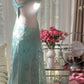 NiceVestidos – Vintage-Abendkleid, exquisit blau, elegant und mit Perlen besetzt. NV5983