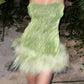 Grünes, glänzendes, kurzes, modisches Pailletten-Heimkehrkleid, Cocktailpartykleid, nv4679